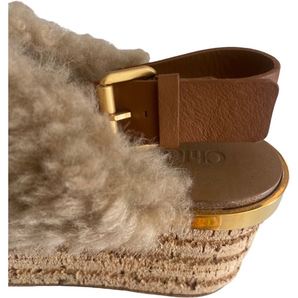 Chloe Wedge Beige Sandals - Picture 10 of 11